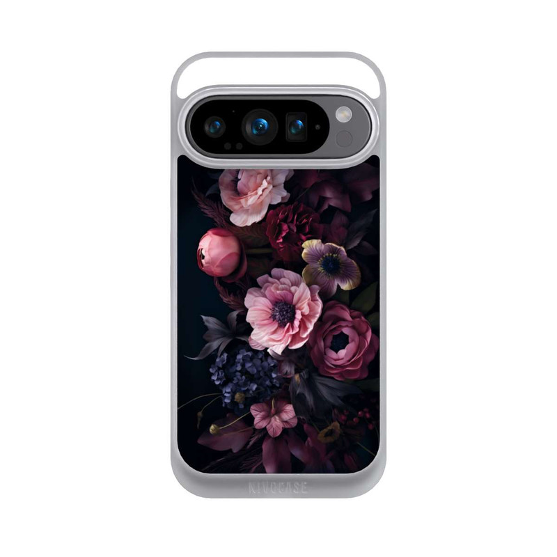 Pixel 9 Pro NIVOpure Rosa Blumenbild mit Pfingstrosen auf dunklem Hintergrund Mit KI