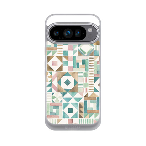Google Pixel 9 Pro NIVOpure Geometric Blocks Retro Vintage Patchwork Green