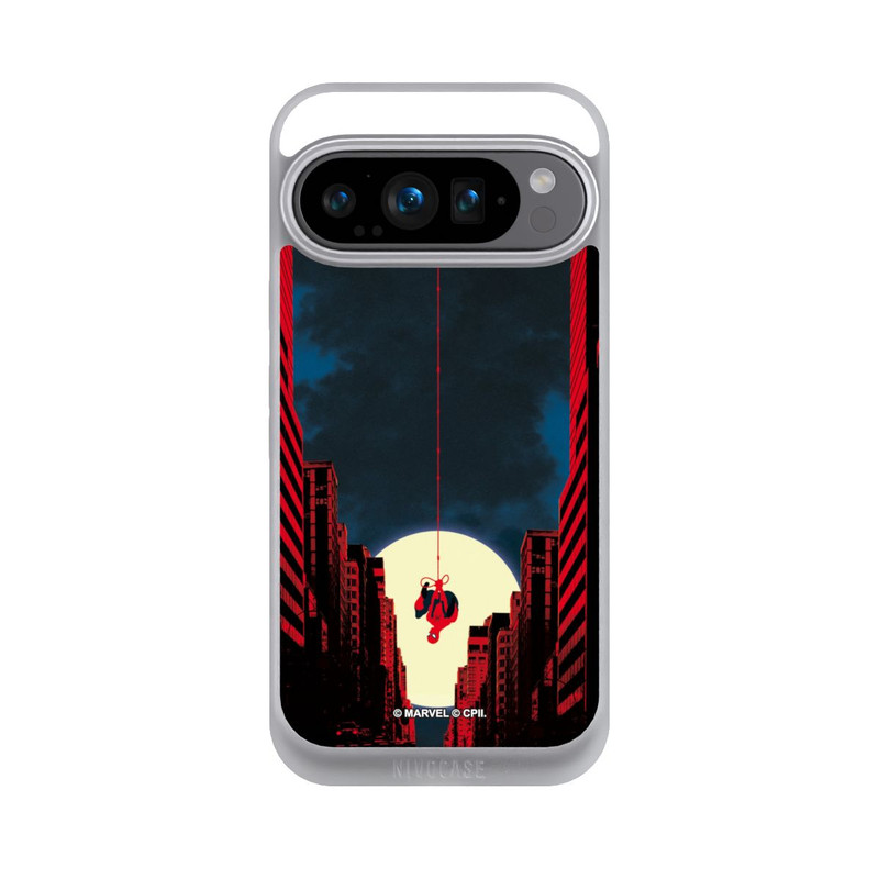 Pixel 9 Pro NIVOpure Spider-Man Marvel between Skyscrapers