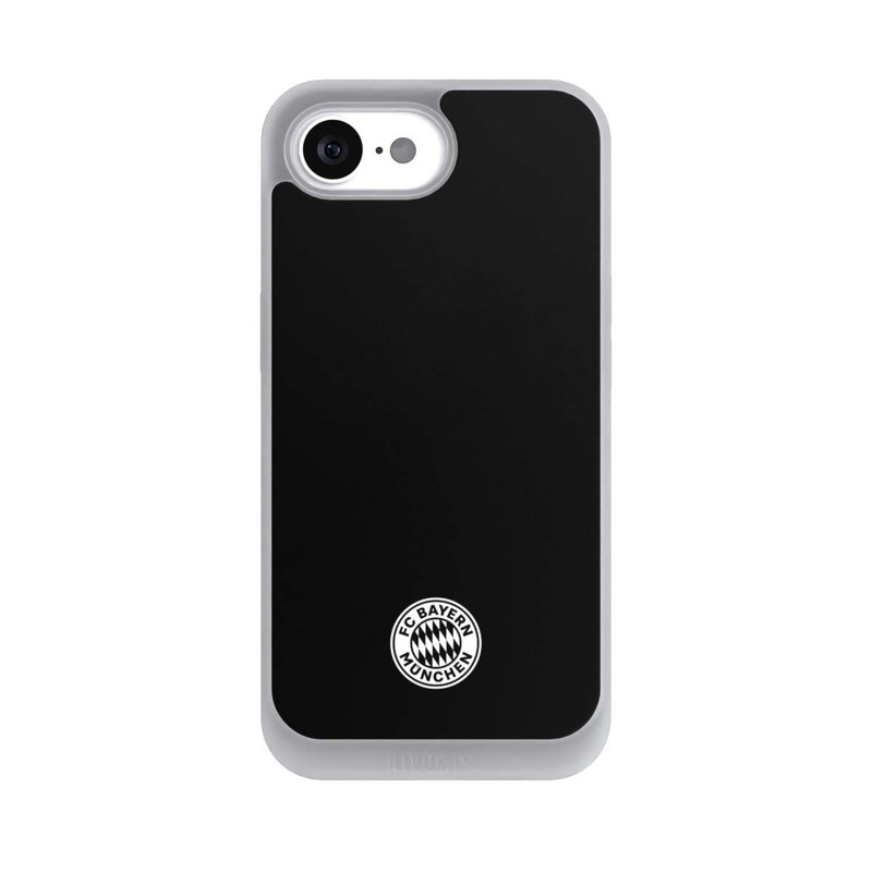iPhone 16e NIVOpure Logo FCB Classique Petit - Blanc sur Fond Noir