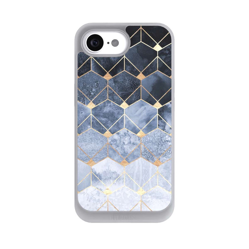 iPhone 16e NIVOpure Blue Hexagons And Diamonds Gold Print
