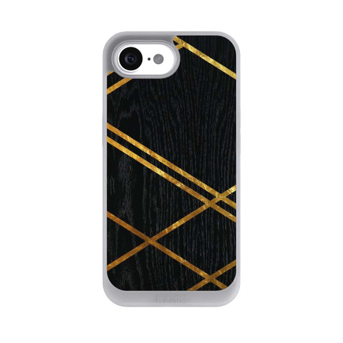 Apple iPhone 16e NIVOpure Schwarzes geometrisches Muster Goldene Streifen