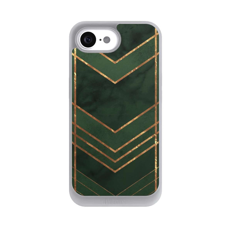 iPhone 16e NIVOpure Dark Green Pattern Golden Stripes
