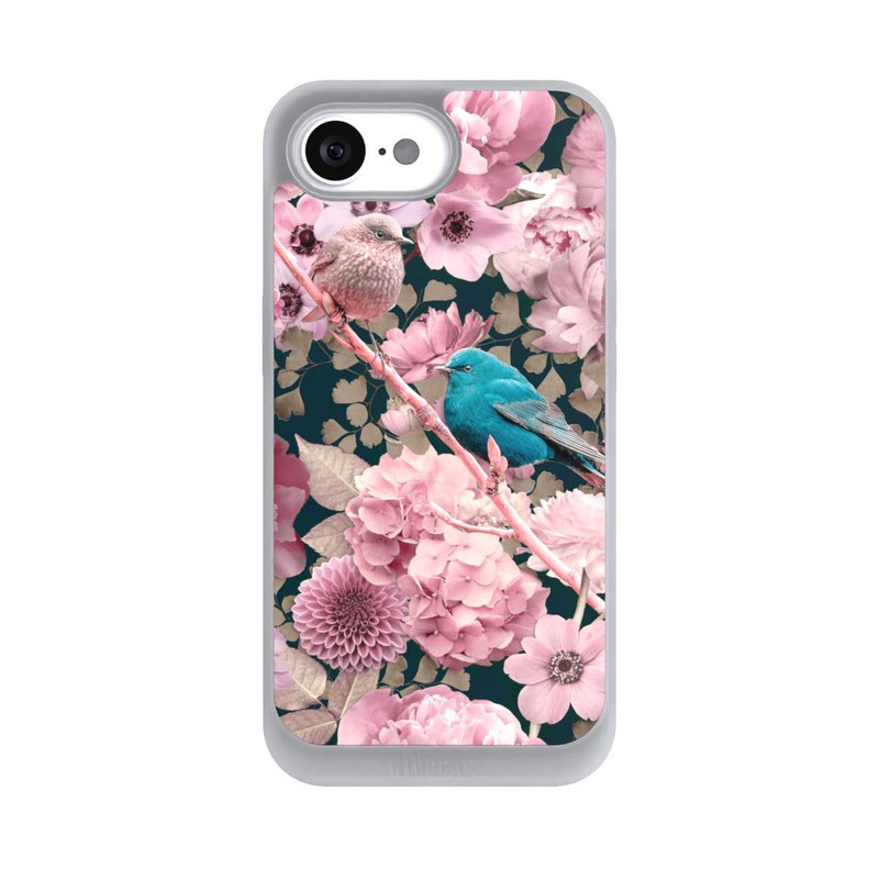 iPhone 16e NIVOpure Moineaux à motif de fleurs roses