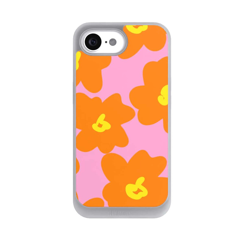 iPhone 16e NIVOpure Retro floral pattern pink and orange