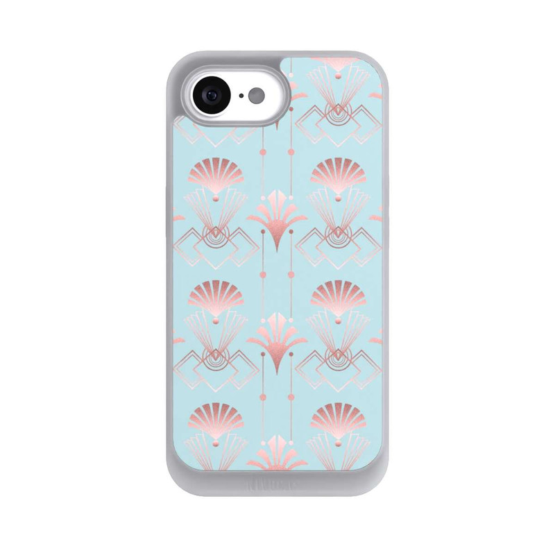 iPhone 16e NIVOpure Art Deco Rose Gold Elegance Blue