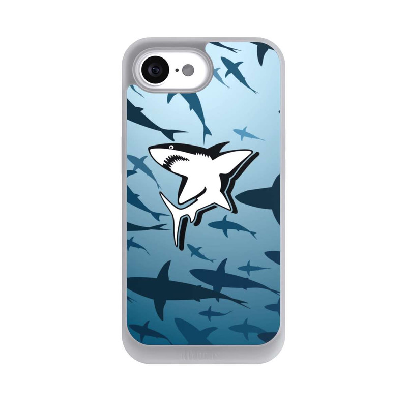 iPhone 16e NIVOpure Haie Muster Blau