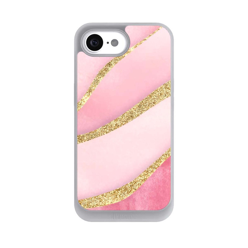 iPhone 16e NIVOpure Pink Marble Goldprint Stripes