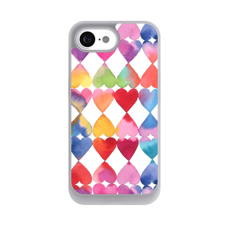 iPhone 16e NIVOpure Colorful Watercolor Hearts Pattern