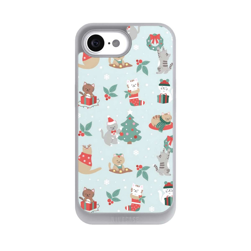 iPhone 16e NIVOpure Cute Winter Wonderland Christmas Festive Cats on Teal