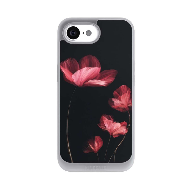 iPhone 16e NIVOpure Burgunder Blüten schwarz