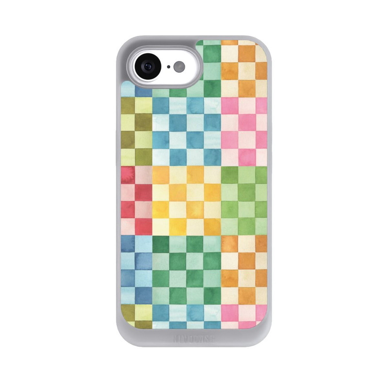 iPhone 16e NIVOpure Checkerboard Watercolor Chess Geometric Red