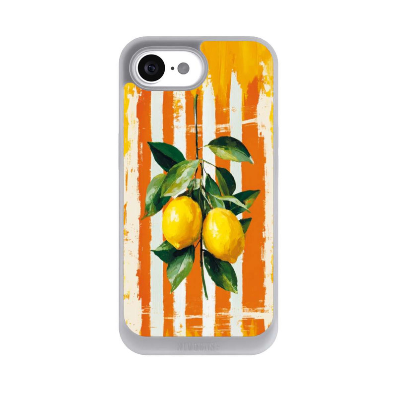 iPhone 16e NIVOpure Summer Lemons on Stripes with AI