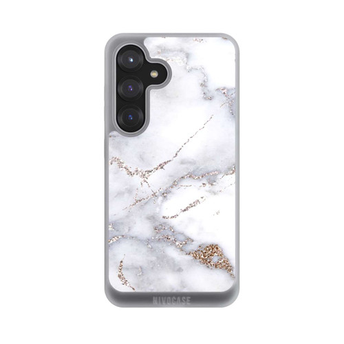 Samsung Galaxy S25 NIVOpure Silberglitzer Marmorlook