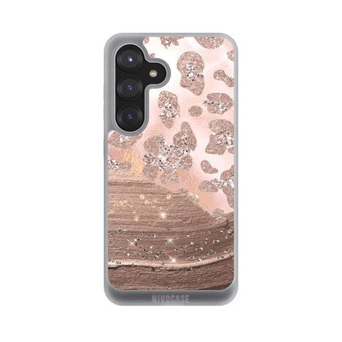 Samsung Galaxy S25 NIVOpure Silberner Leoparden Glitzerlook