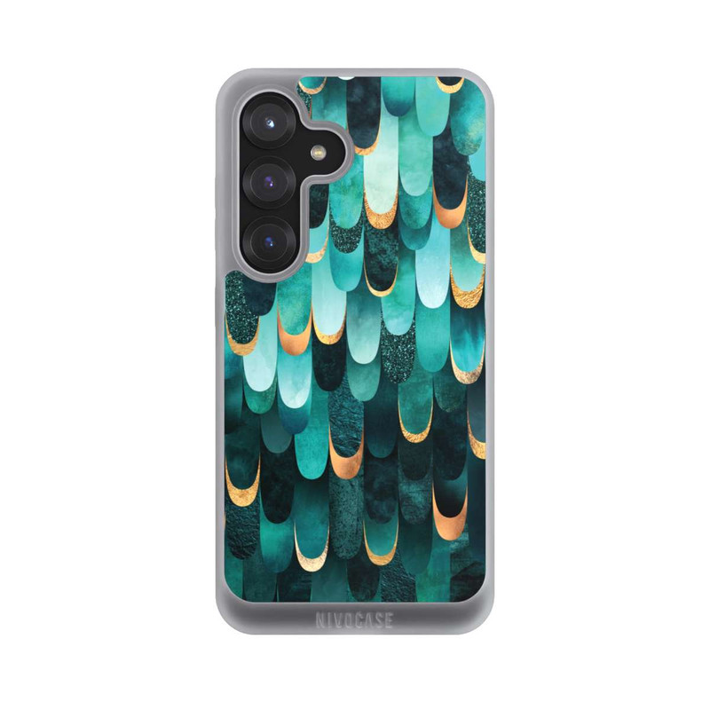 Galaxy S25 NIVOpure Feathered Turquoise Gold Print