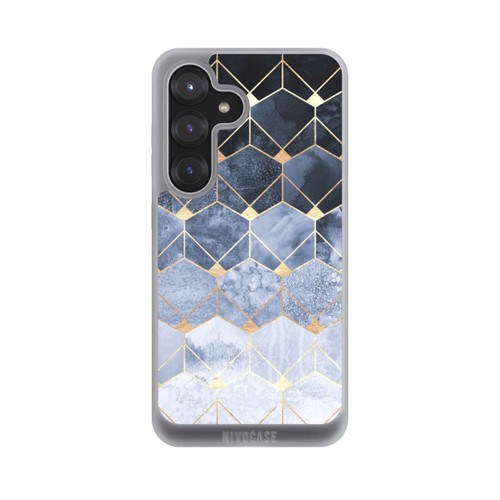 Samsung Galaxy S25 NIVOpure Blaue Sechsecke und Diamanten Golddruck