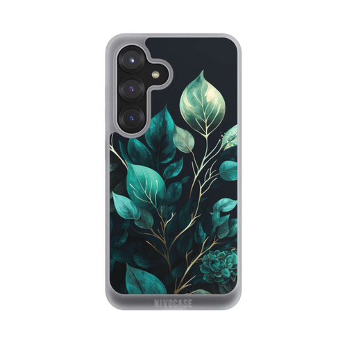 Samsung Galaxy S25 NIVOpure Grüne Eukalyptus Blätter mit dunklem Hintergrund mit KI