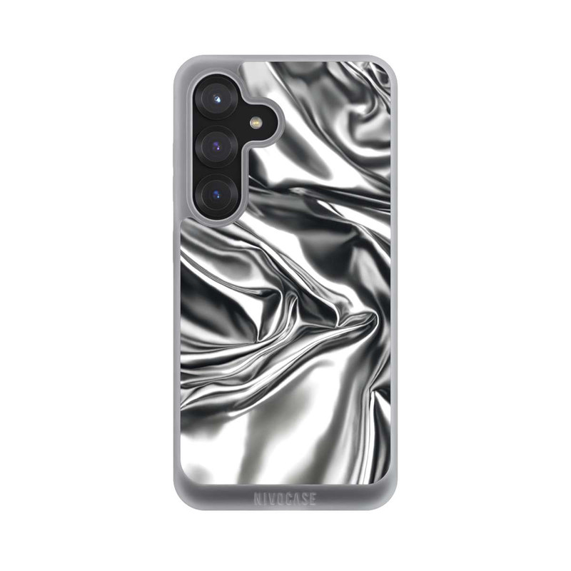 Galaxy S25 NIVOpure Glänzeder Chrome Silber Stoff mit KI