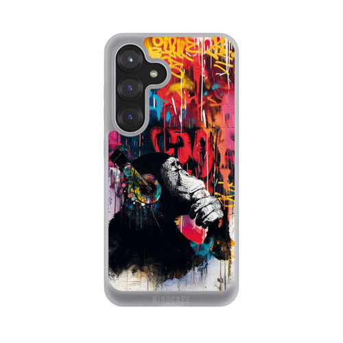 Samsung Galaxy S25 NIVOpure Affe Stereo Kopfhörer Graffiti Street Art Blau