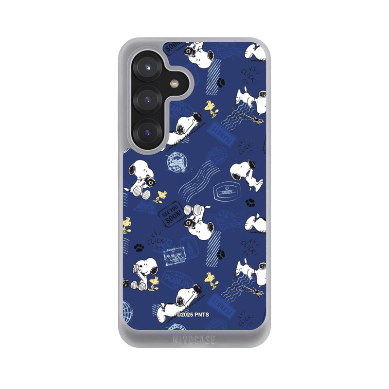 Galaxy S25 NIVOpure Peanuts Travel Stamps Pattern Blue