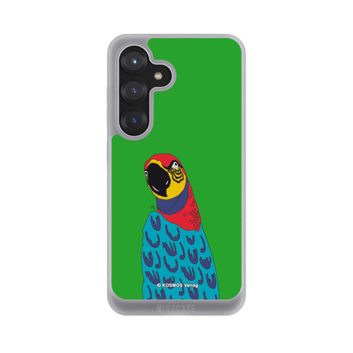 Samsung Galaxy S25 NIVOpure Drei Fragezeichen und der Super-Papagei
