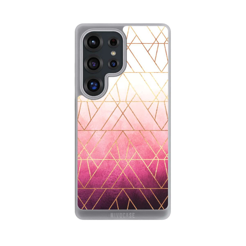 Galaxy S25 Ultra NIVOpure Pink Ombre Dreiecke Golddruck