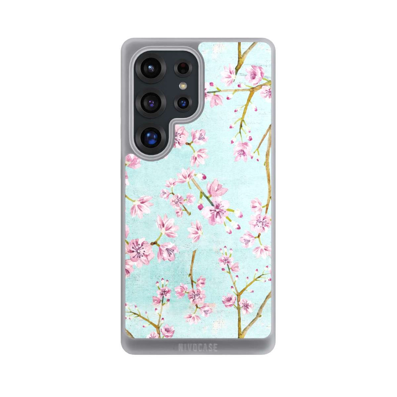 Galaxy S25 Ultra NIVOpure Kirschblütenzweigmuster Hellblau
