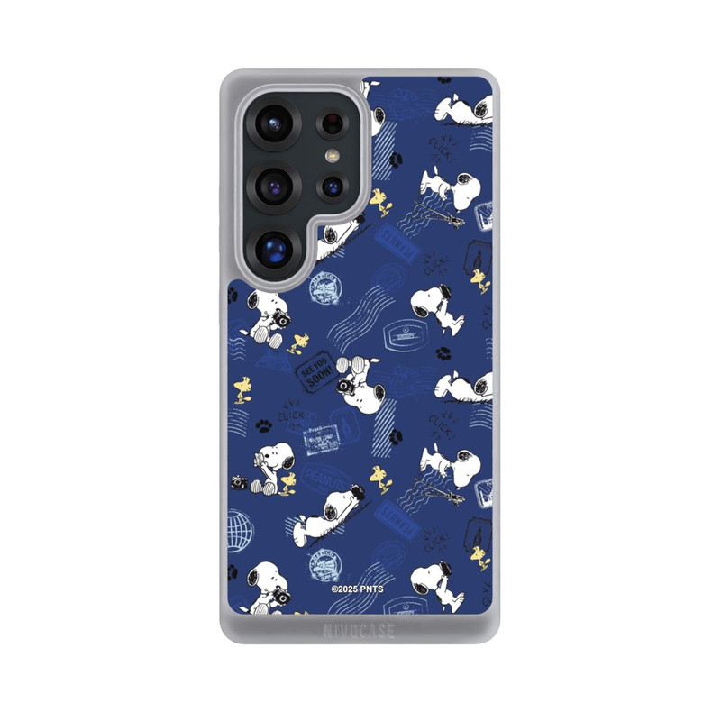 Galaxy S25 Ultra NIVOpure Peanuts Travel Stamps Pattern Blue