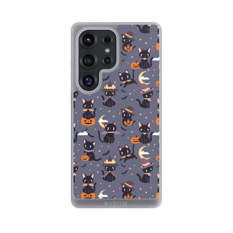 Galaxy S25 Ultra NIVOpure Cute Halloween Witch Cats and Pumpkins