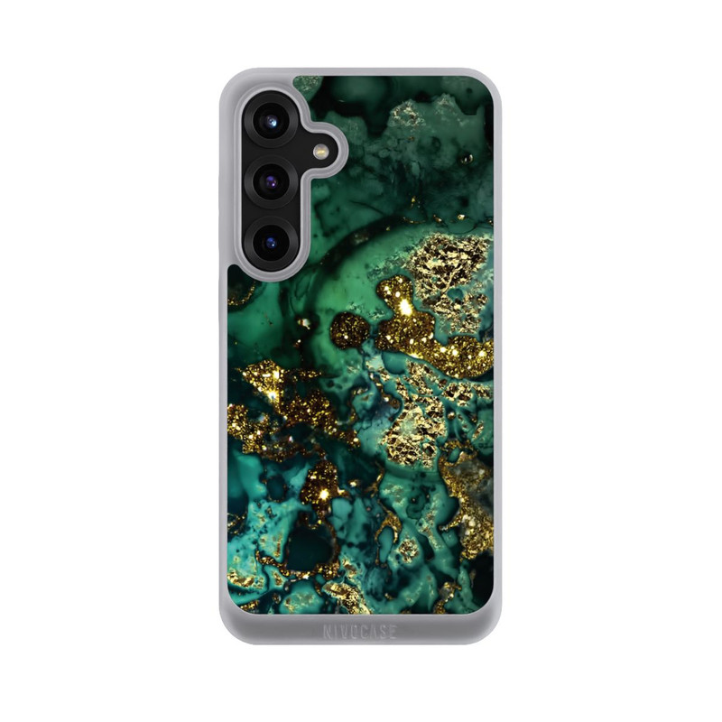 Galaxy S25 + NIVOpure Cyan Glitzer Marmorlook
