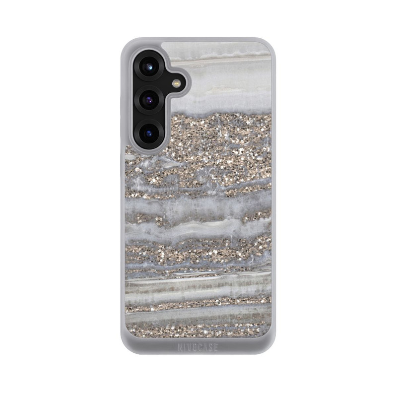 Galaxy S25 + NIVOpure White Glitter Marble Look