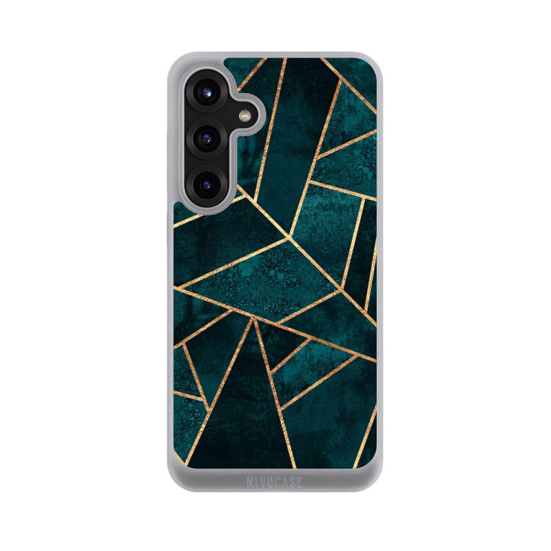 Galaxy S25 + NIVOpure Deep Teal Stone Gold Print