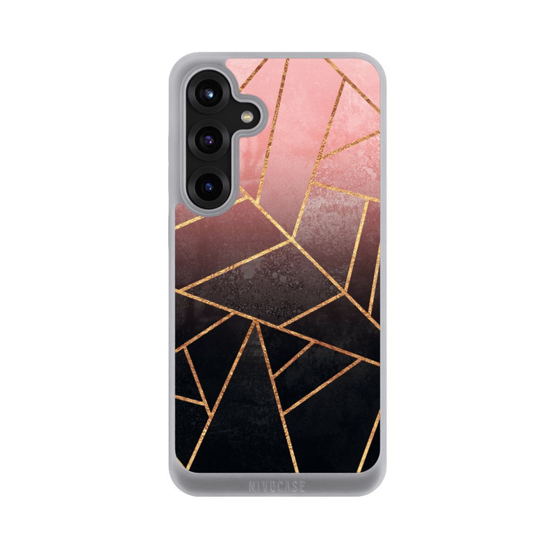 Galaxy S25 + NIVOpure Pinker und Schwarzer Stein Gold Druck