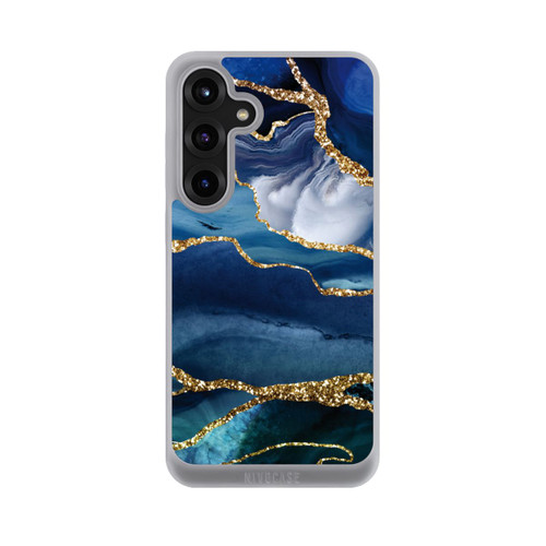 Samsung Galaxy S25+  NIVOpure  Blauer Marmor Gold Glitzer Look