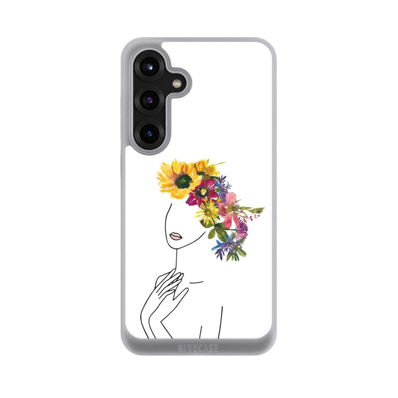 Galaxy S25 + NIVOpure Line Art Frau mit Blumenkrone