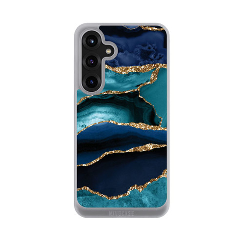 Samsung Galaxy S25+  NIVOpure Dark and Light Blue Marble Gold Glitter Look