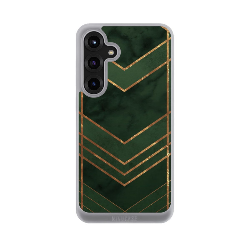 Galaxy S25 + NIVOpure Dark Green Pattern Golden Stripes