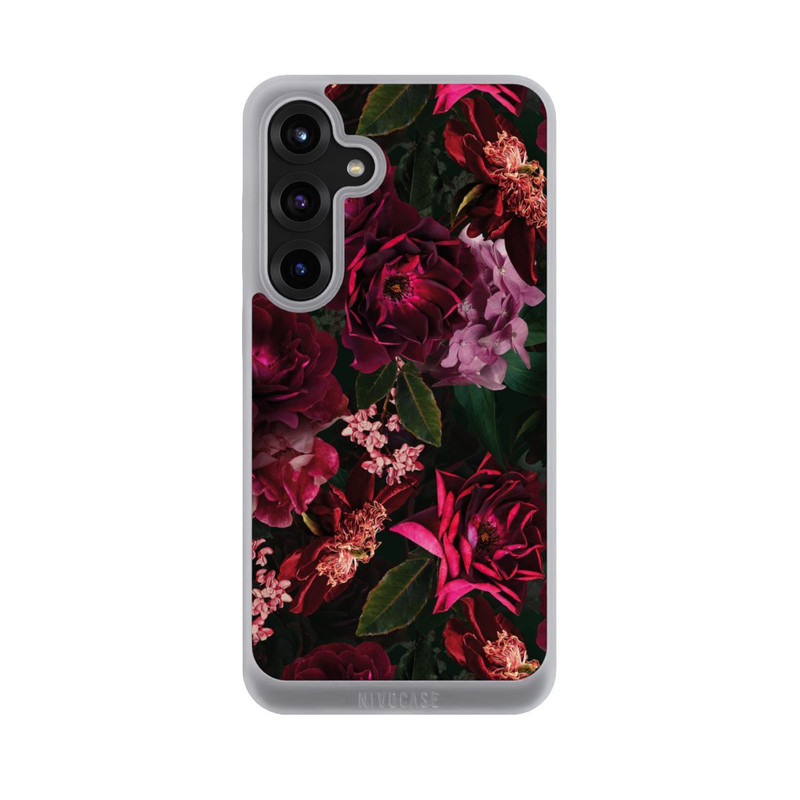 Galaxy S25 + NIVOpure Dark Romantiv Red and Pink Peonies Flowers
