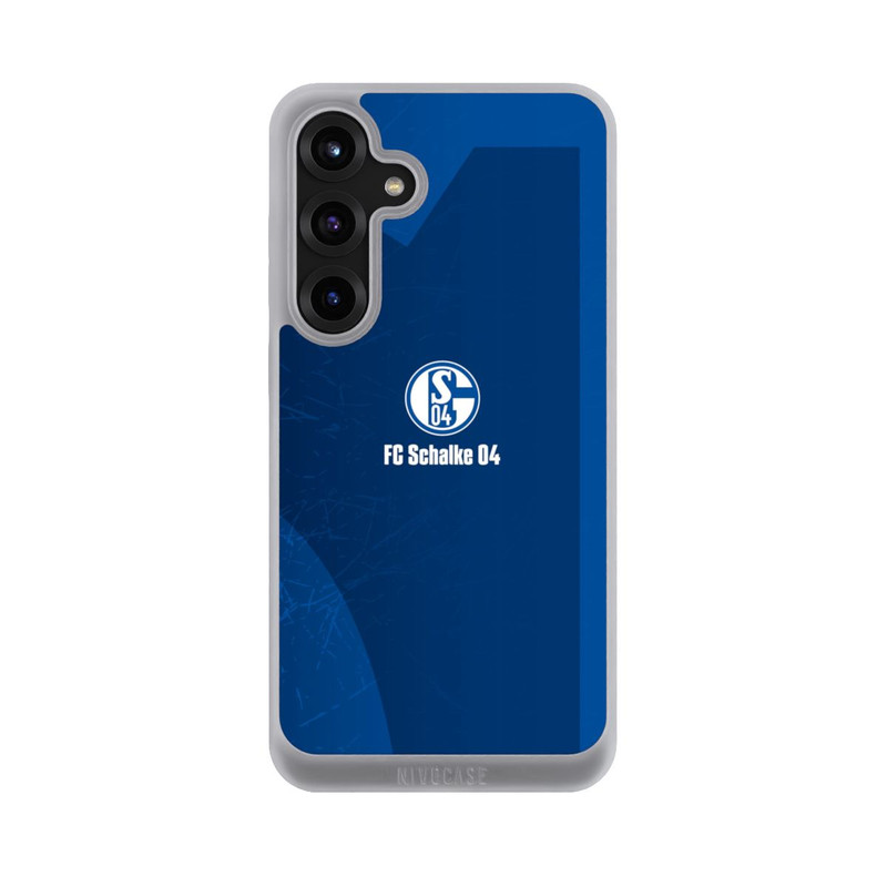 Galaxy S25 + NIVOpure Schalke 04 Blauer Hintergrund Mit Logo