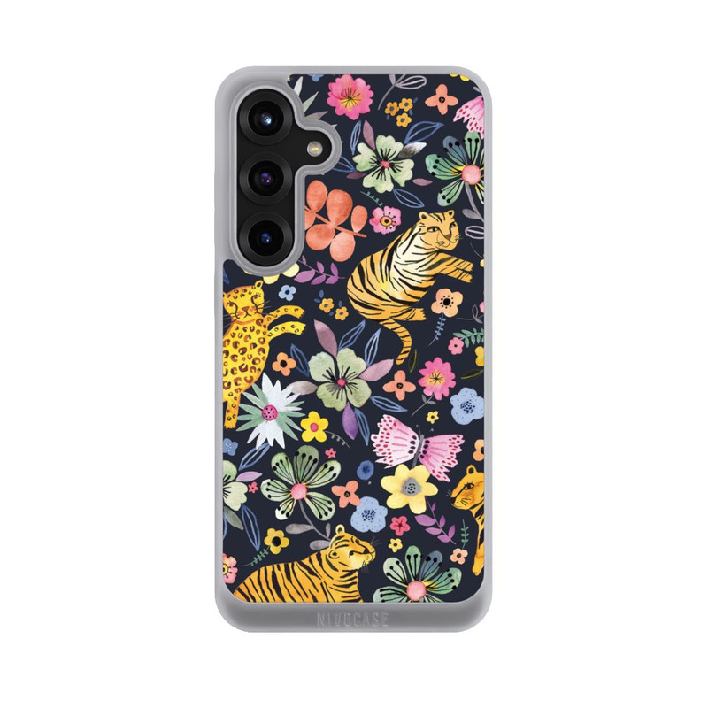 Galaxy S25 + NIVOpure Frühlingsblumen mit Tiger schwarz