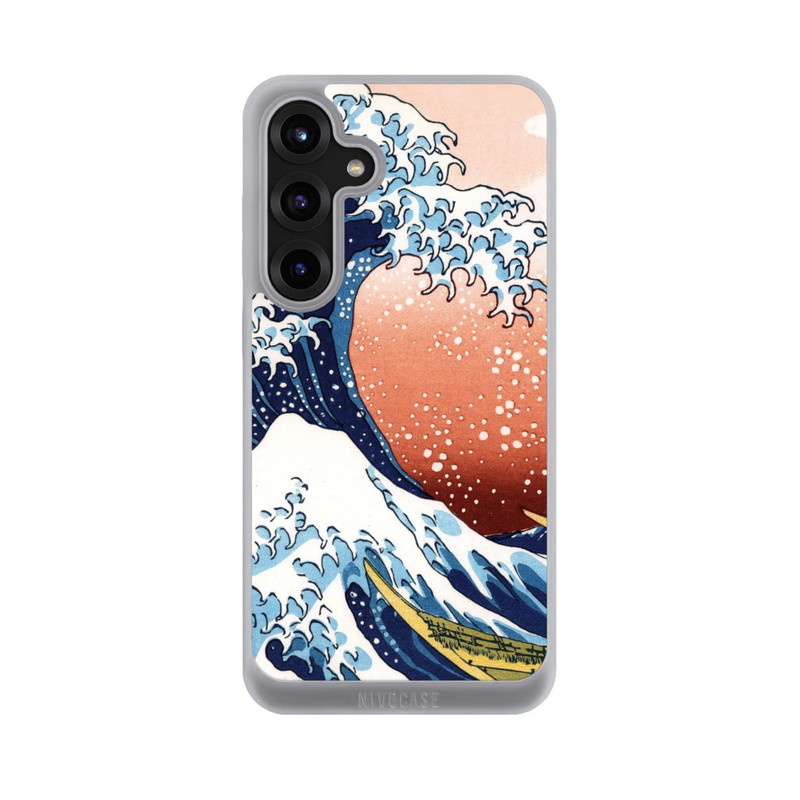 Galaxy S25 + NIVOpure Kanagawa Wave with red background