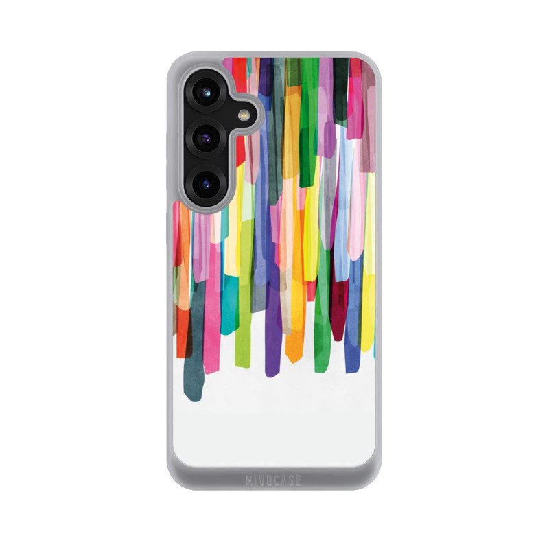 Galaxy S25 + NIVOpure Rayures colorées fond blanc