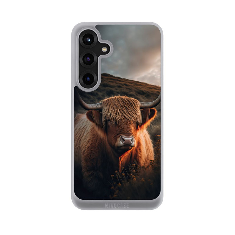 Galaxy S25 + NIVOpure Hochland Rind mit großen Hörnern mit KI
