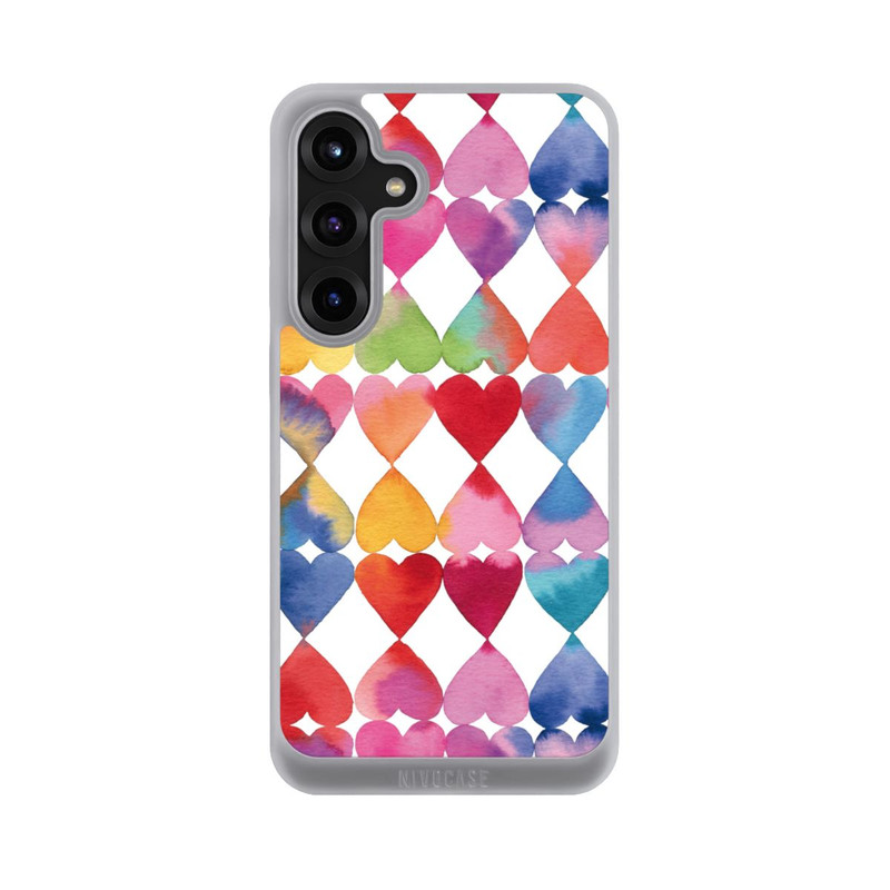 Galaxy S25 + NIVOpure Colorful Watercolor Hearts Pattern