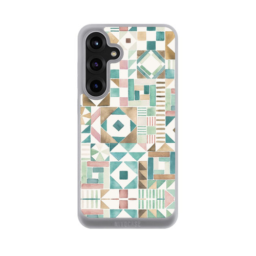 Samsung Galaxy S25+  NIVOpure Geometric Blocks Retro Vintage Patchwork Green