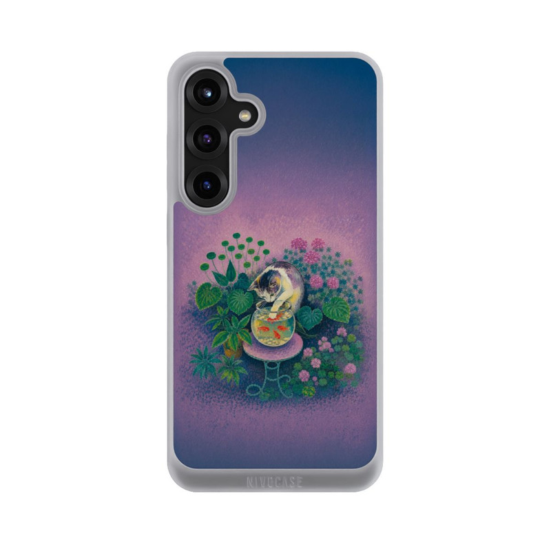 Galaxy S25 + NIVOpure Poisson rouge de Matisse avec chat pêcheur avec l'IA