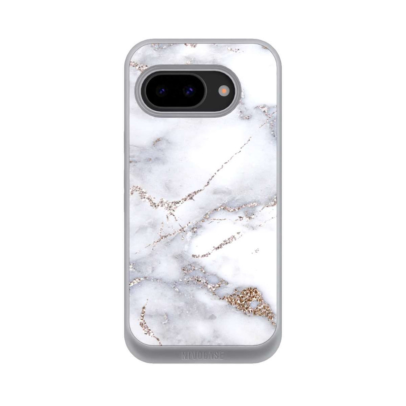 Pixel 9a NIVOpure Silberglitzer Marmorlook