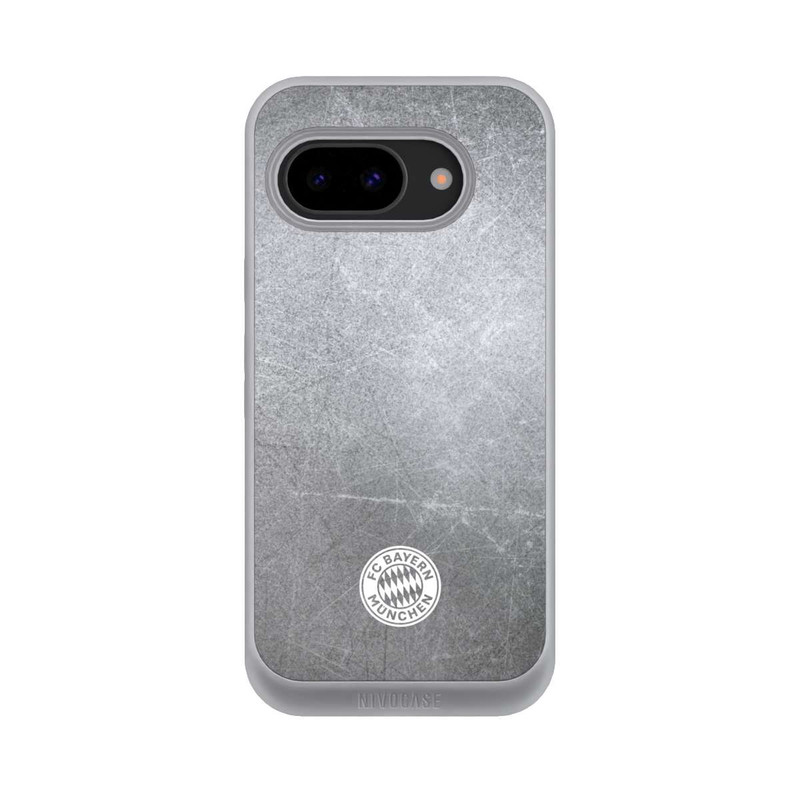 Pixel 9a NIVOpure Klassisches FCB Logo Klein - Weiß auf Metalllook