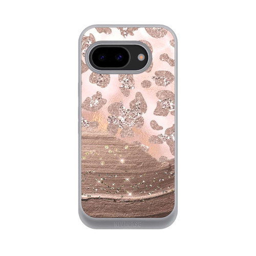 Google Pixel 9a NIVOpure Silberner Leoparden Glitzerlook